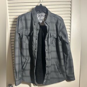 Dixxon Women’s Gray Plaid Sherpa-Lined Jacket Size Medium